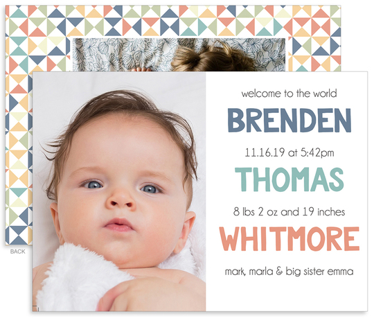 Geometric Photo Birth Announcements